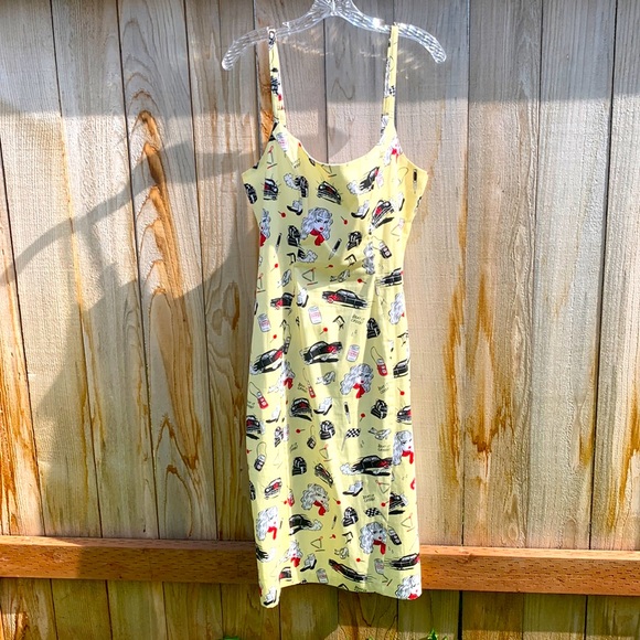 Pinup Couture Dresses Traci Lords Racing Dragster Dress Pale Yellow
